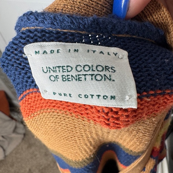 UNITED COLORS OF BENETTON‎  chunky colorful button front cardigan sweater M - Picture 3 of 4